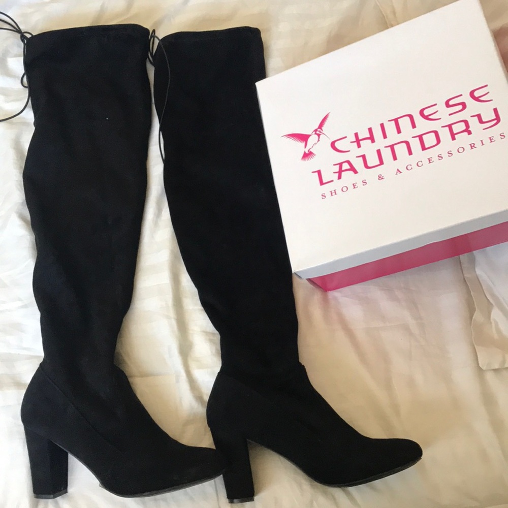 Chinese Laundry Over the Knee Velvet Boots